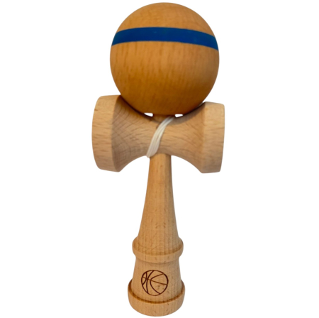 Jocuri si Jucarii - Kendama X Original, 18 cm, natur cu dunga albastra, din lemn