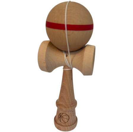 Kendama X Original, 18 cm, natur cu dunga rosie, din lemn [2]
