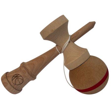Kendama X Original, 18 cm, natur cu dunga rosie, din lemn [3]
