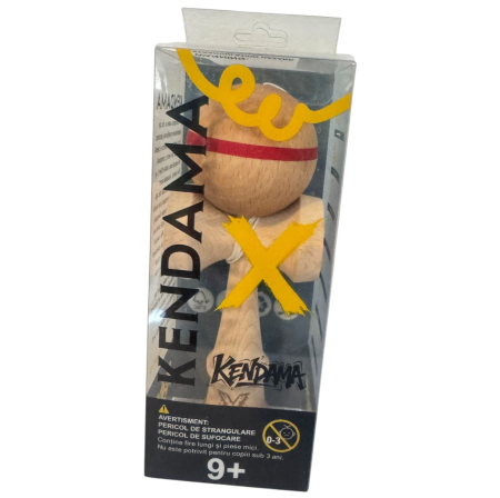 Kendama X Original, 18 cm, natur cu dunga rosie, din lemn [5]