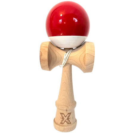 Kendama X original Super Sticky, 18 cm, rosu-alb, din lemn [3]