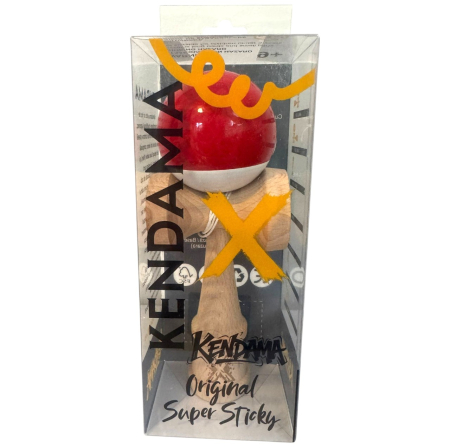 Kendama X original Super Sticky, 18 cm, rosu-alb, din lemn [4]