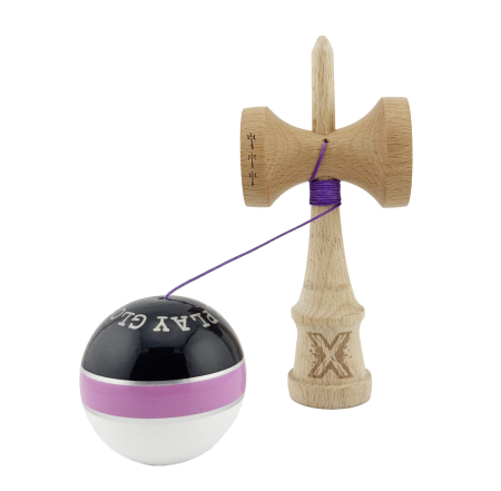 Kendama X Royal King Size, Super Sticky cupe mari, Alb-Roz-Negru dungi aurii [2]