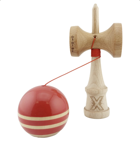 Kendama X Royal King Size, Super Sticky cupe mari, Rosu-Natur cu dungi [2]
