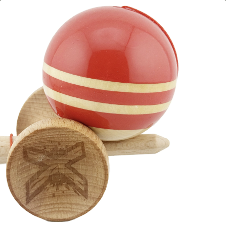 Kendama X Royal King Size, Super Sticky cupe mari, Rosu-Natur cu dungi [3]