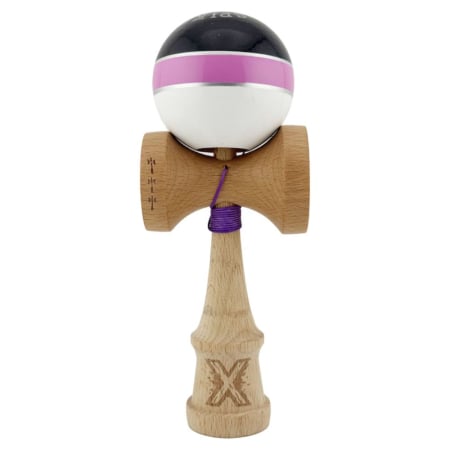 Jocuri si Jucarii - Kendama X Royal King Size, Super Sticky cupe mari, Alb-Roz-Negru dungi aurii
