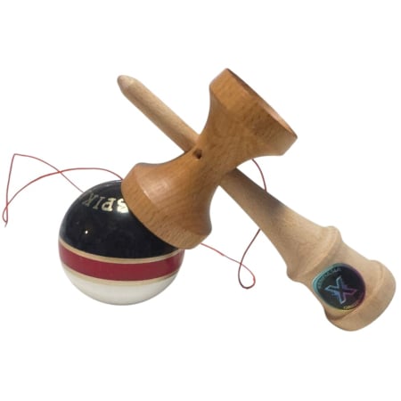 Kendama X Royal King Size, Super Sticky cupe mari, Alb-Rosu-Negru dungi aurii [2]