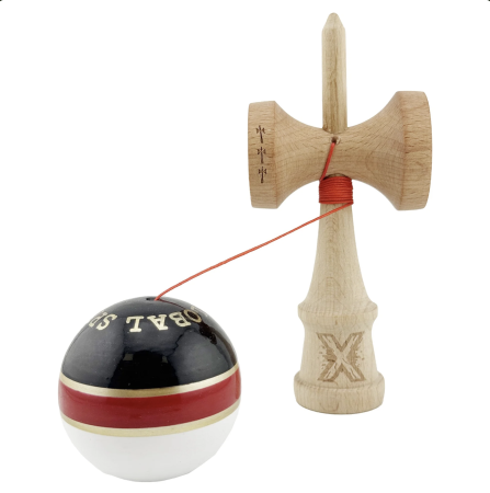 Kendama X Royal King Size, Super Sticky cupe mari, Alb-Rosu-Negru dungi aurii [3]