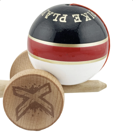 Kendama X Royal King Size, Super Sticky cupe mari, Alb-Rosu-Negru dungi aurii [7]