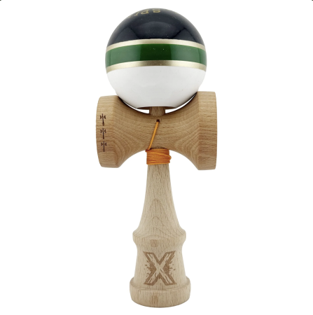Kendama X Royal King Size, Super Sticky cupe mari, Alb-Verde-Negru dungi aurii [7]