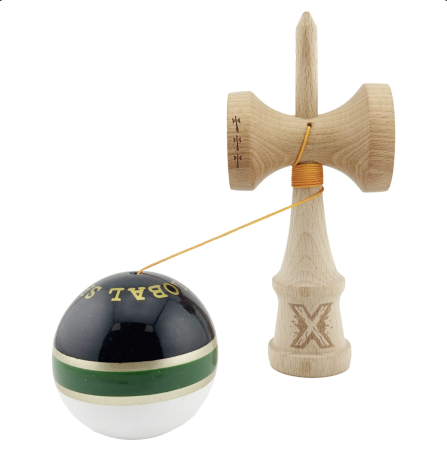 Kendama X Royal King Size, Super Sticky cupe mari, Alb-Verde-Negru dungi aurii [2]