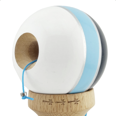 Kendama X Royal King Size, Super Sticky cupe mari, Alb-Bleu-Negru dungi aurii [3]