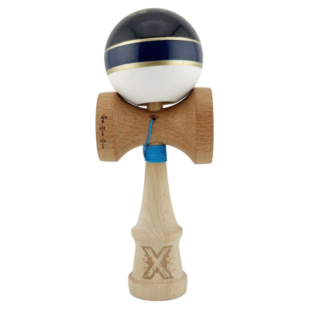 Jocuri si Jucarii - Kendama X Royal King Size, Super Sticky cupe mari, Alb-Bleumarin-Negru dungi aurii