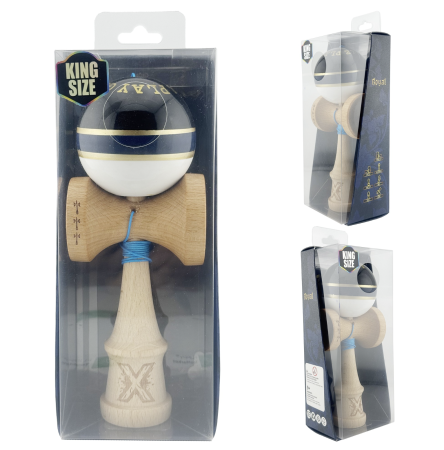 Kendama X Royal King Size, Super Sticky cupe mari, Alb-Bleumarin-Negru dungi aurii [7]
