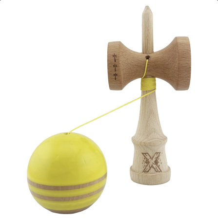 Kendama X Royal King Size, Super Sticky cupe mari, Galben-Natur cu dungi [2]