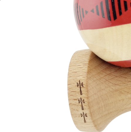 Kendama X Royal King Size, Super Sticky cupe mari, Natur-Rosu romb Alb [5]