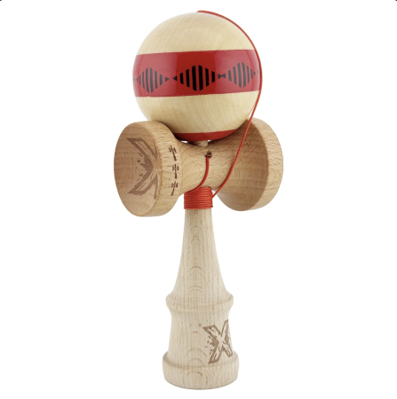Jocuri si Jucarii - Kendama X Royal King Size, Super Sticky cupe mari, Natur-Rosu romb Alb