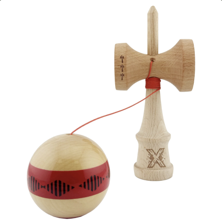 Kendama X Royal King Size, Super Sticky cupe mari, Natur-Rosu romb Alb [2]