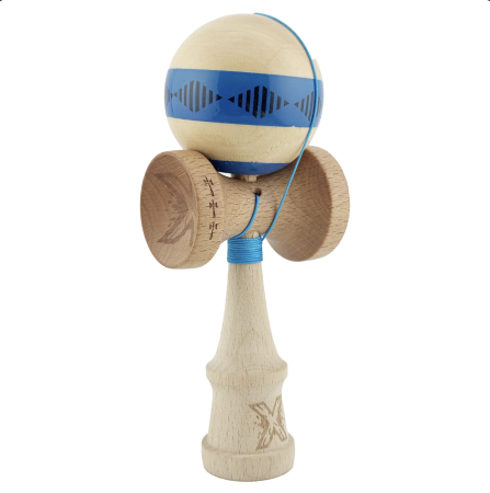 Jocuri si Jucarii - Kendama X Royal King Size, Super Sticky cupe mari, Natur-Rosu romb Albastru
