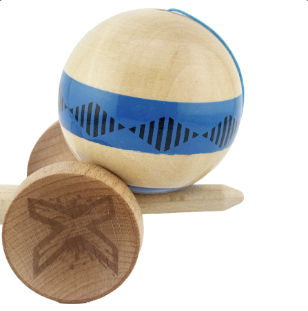 Kendama X Royal King Size, Super Sticky cupe mari, Natur-Rosu romb Albastru [3]
