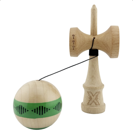Kendama X Royal King Size, Super Sticky cupe mari, Natur-Verde romb Alb [2]