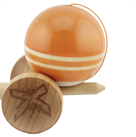 Kendama X Royal King Size, Super Sticky cupe mari, Portocaliu-Natur cu dungi [3]