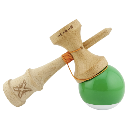 Jocuri si Jucarii - Kendama X Royal King Size, Super Sticky cupe mari, Verde-Alb