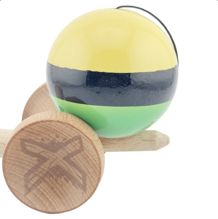 Kendama X Royal King Size, Super Sticky cupe mari, Verde-Negru-Galben [4]