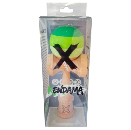 Kendama X Rubber Grip 18 cm, natur-verde deschis-verde inchis din lemn [3]