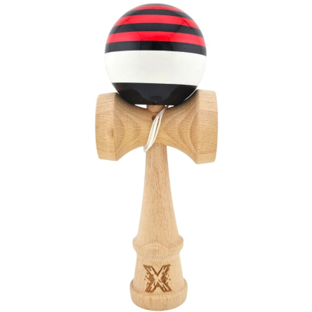 Kendama X Super Sticky 18 cm, Negru-Alb si dungi rosu-negru, din lemn Jocuri si Jucarii - Kendama X Super Sticky 18 cm, Negru-Alb si dungi rosu-negru, din lemn
