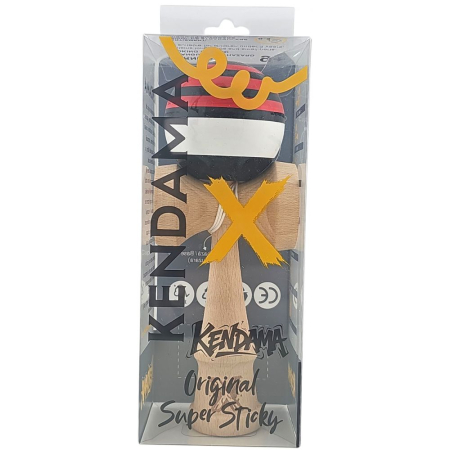Kendama X Super Sticky 18 cm, Negru-Alb si dungi rosu-negru, din lemn [3]