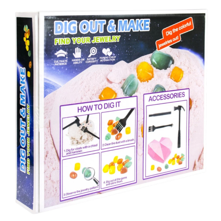 Kit excavare pietre pretioase, inima, cu unelte si pietre colorate, 6+ ani [2]