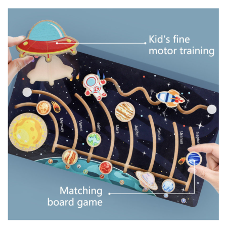 Labirint din lemn Sistemul Solar cu planete glisante pentru copii [3]