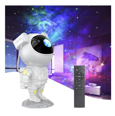 Carusele, proiectoare, lampi de veghe - Lampa cu proiectii Galaxy Astronaut, cu telecomanda