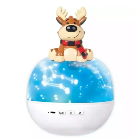 Jocuri si Jucarii - Lampa de Veghe Portabila Rotativa cu Proiectii, Melodii si Bluetooth – Model Ren, 25x13 cm