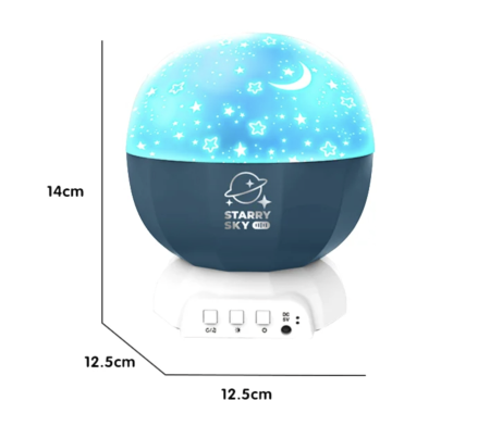 Lampa Proiector Muzical – Moon Galaxy, cu Proiectii Stelare, Lumini si Moduri Rotative, 12.5x12.5x14 cm [3]