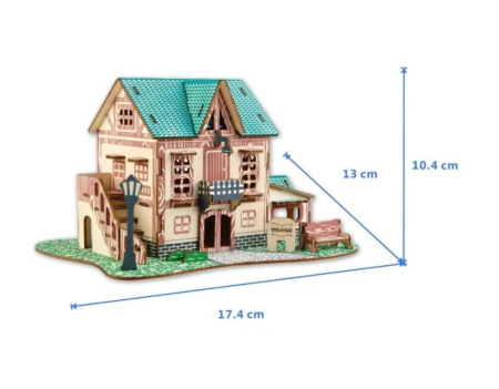 Jucarii de stivuit si construit - Macheta 3D din lemn Hanul Boieresc, 74 piese