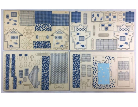 Macheta 3D din lemn Vila albastra cu piscina, 63 piese [2]