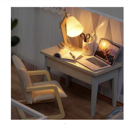 Macheta DIY L032 Casuta De Papusi Din Lemn Cu Mobilier Si Iluminare LED Material Non-Toxic 14 Ani [3]