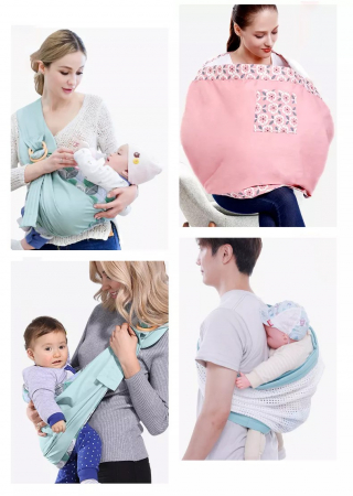 Marsupiu wrap, sling cu inele, pentru bebelusi, bleumarin [2]