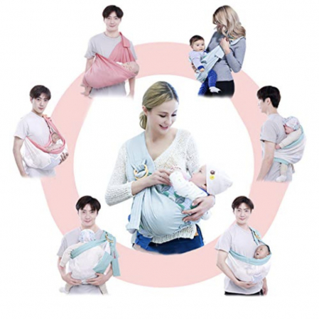 Marsupiu wrap, sling cu inele, pentru bebelusi, roz [12]