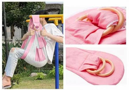 Marsupiu wrap, sling cu inele, pentru bebelusi, roz plasa [2]