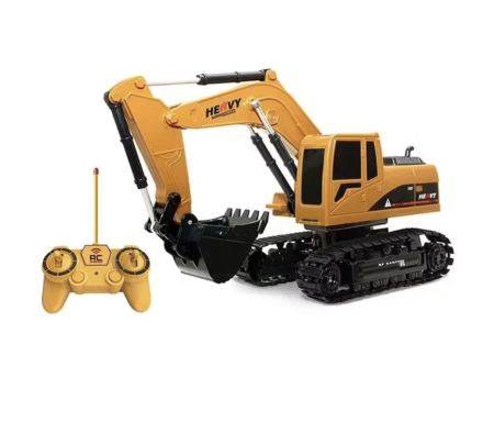 Masinute electrice - Excavator Cu Telecomanda 6 Canale Acumulator 3.7V Cabina Rotativa Scara 1:24 Galben 3 Ani