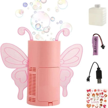 Accesorii si idei de cadouri - Masina automata de facut baloane de sapun Angel Bubble, mini, 20 cm, roz, +3 ani