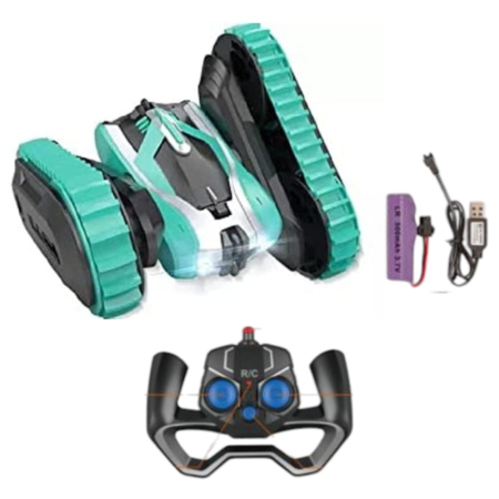 Jocuri si Jucarii - Masina cascadorie RC Stunt Car cu brat rasucit, telecomanda 2.4GHz si acumulator, verde