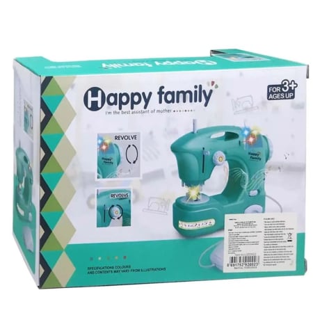 Jocuri si Jucarii - Masina de cusut pe baterii Happy Family, cu lumina si sunet, turcoaz, +3 ani