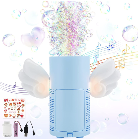 Articole de petrecere - Masina de facut baloane de sapun Angel Cupidon Bubble, mini, 25,5 cm, albastru, +3 ani