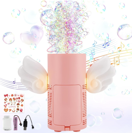 Articole de petrecere - Masina de facut baloane de sapun Angel Cupidon Bubble, mini, 25,5 cm, roz, +3 ani