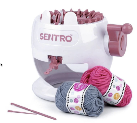 Jocuri si Jucarii - Masina de tricotat Sentro 22 ace, manuala cu manivela, accesorii incluse, 7 ani+
