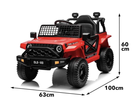 Masina electrica OFFROAD 12V, 2x45W, telecomanda 2.4G, roti mari, 30 kg, rosu [5]